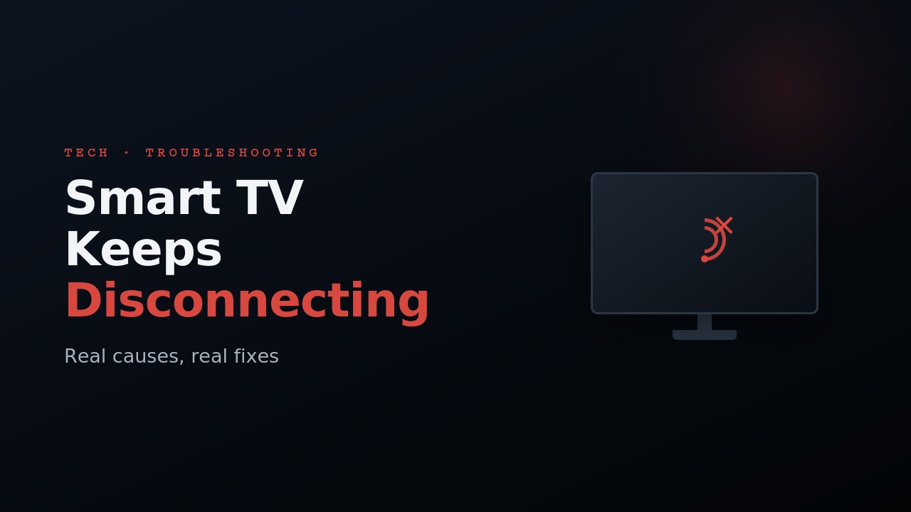 Simple graphic — TV icon with a broken Wi-Fi signal